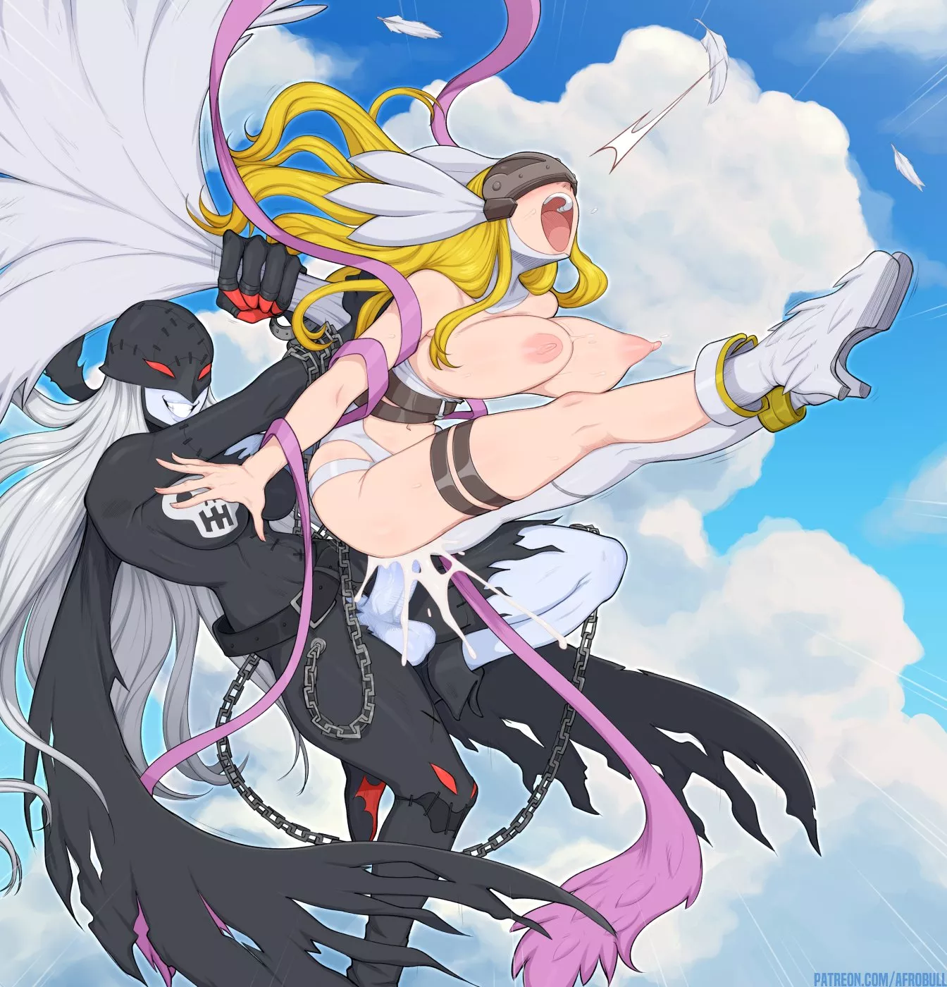 LadyDevimon Fucks Angewomon Afrobull Digimon Nudes By ObserveAndHerve