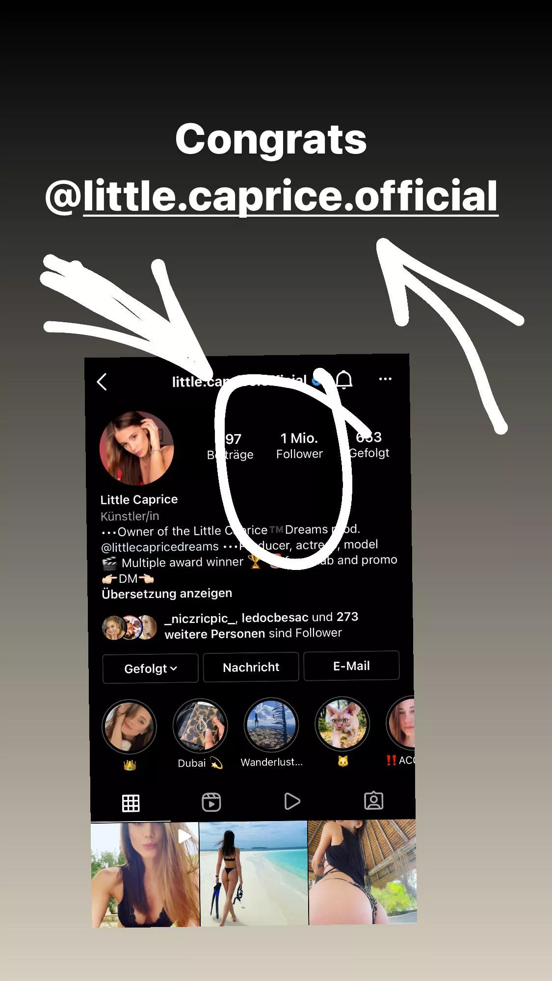 1 Million :-) followers … https://instagram.com/little.caprice.official