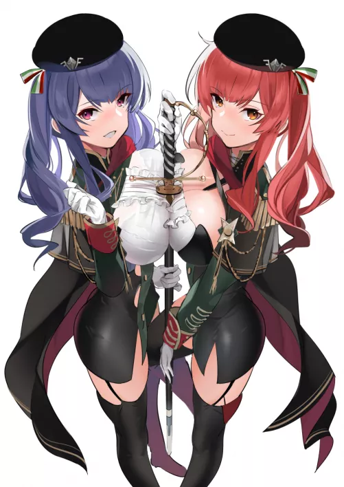 2 pairs of big Italian ship girl milkers (RN Pola & RN Zara, Azur Lane, Sardegna Empire Faction)