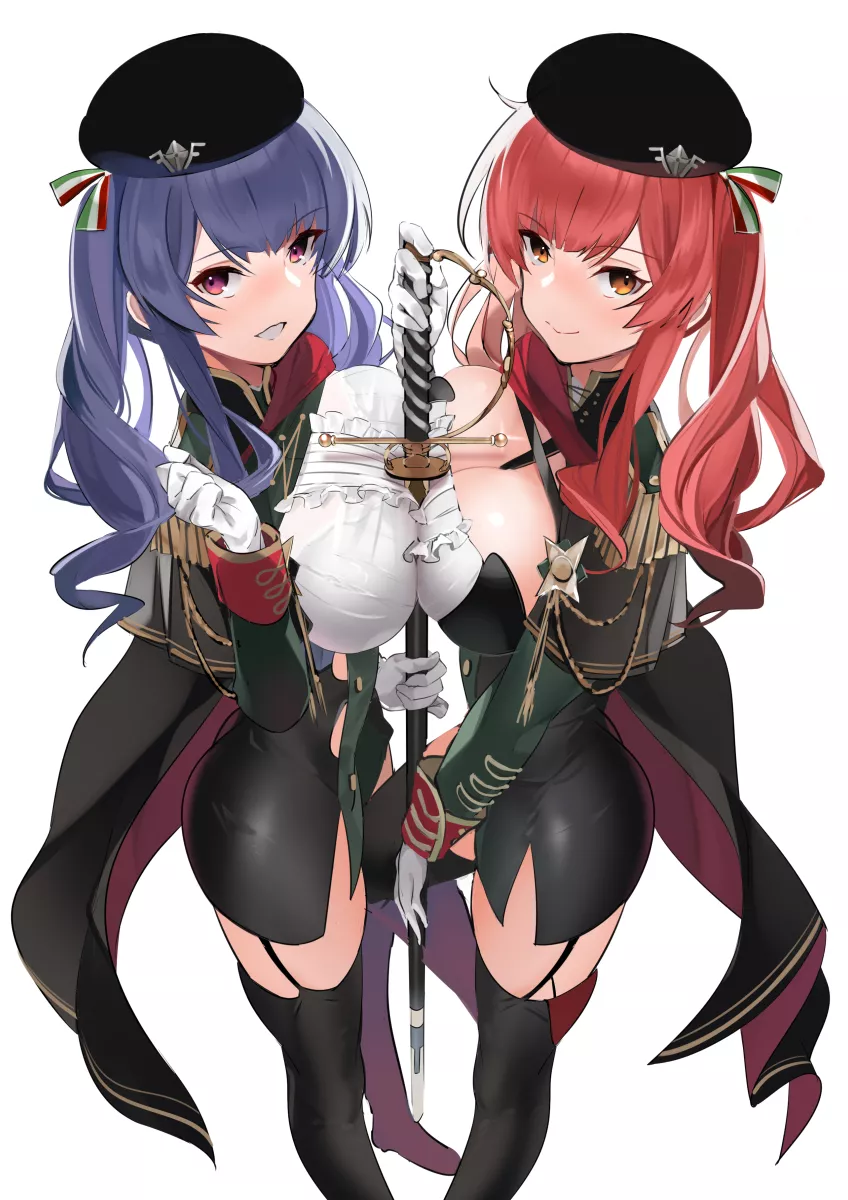 2 pairs of big Italian ship girl milkers (RN Pola & RN Zara, Azur Lane, Sardegna Empire Faction)