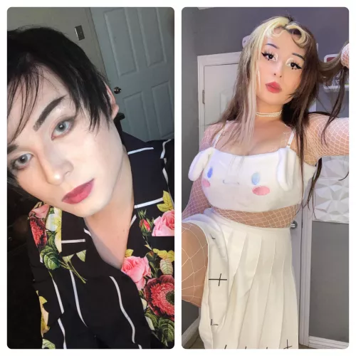 2017 femboy to 2022 female- i’ve made that glow up!!