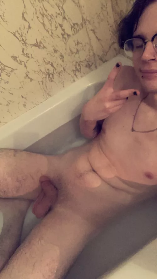 (24) relaxing in the tub after a long day 🥺