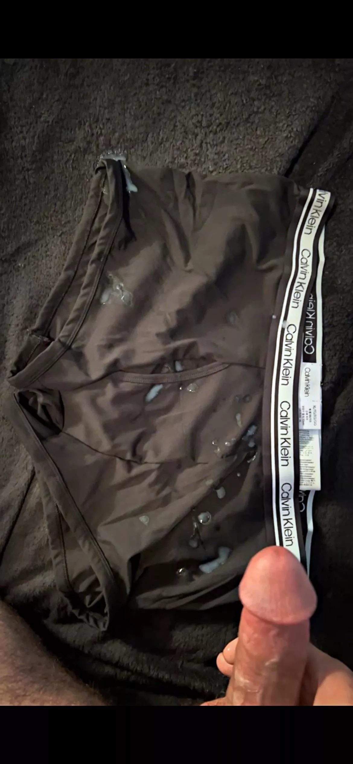 [28] bear. Made a bit of a mess on my new undies 😈 Now which sun boy wants them in his mouth while I breed him? 😈😈