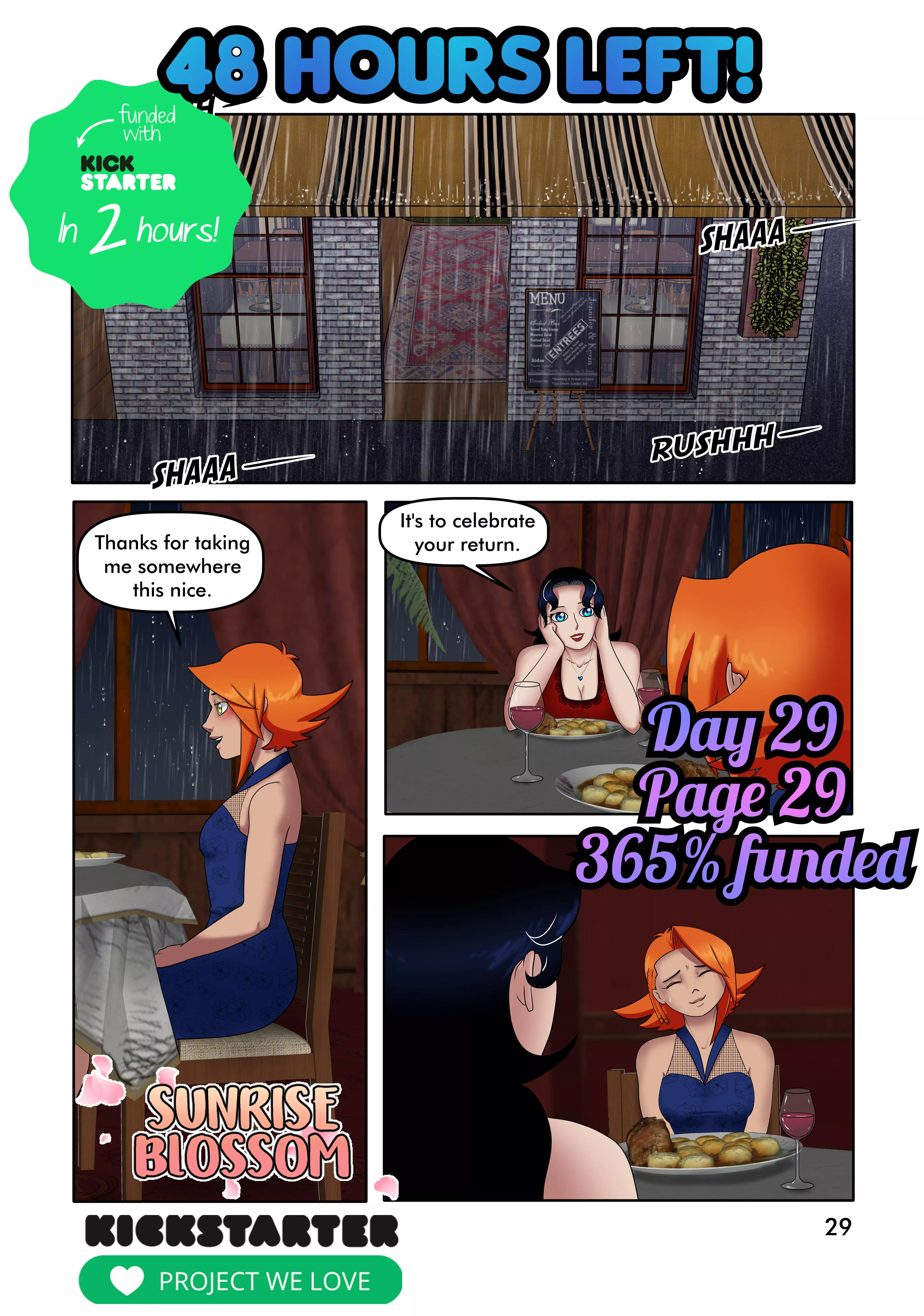 48h left in the Kickstarter campaign for vol 2 of my GL comic ❤️🥰 [Sunrise Blossom]