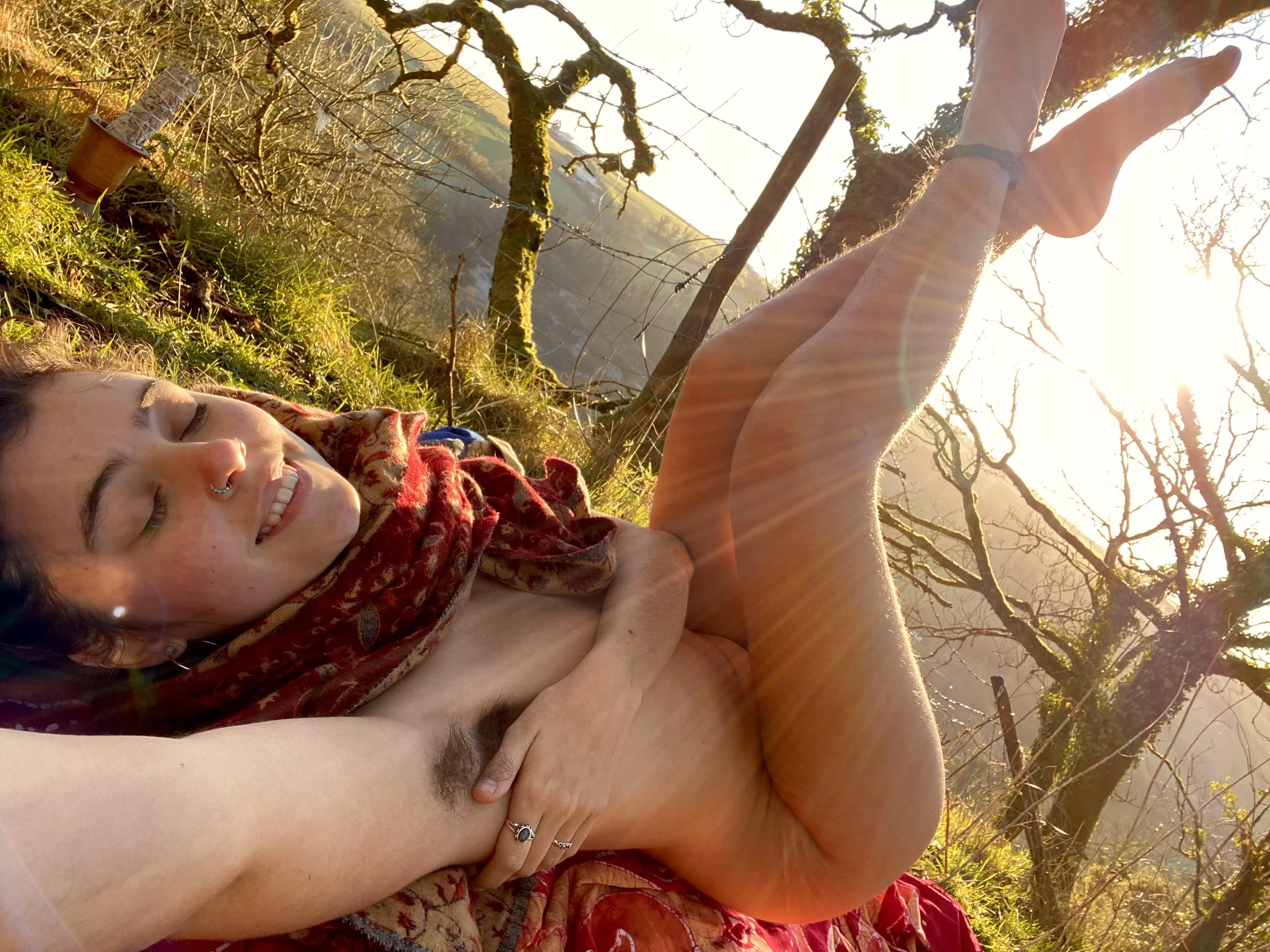A clear still day in this Welsh valley is surprisingly warm. Winter love ❄️ 💕