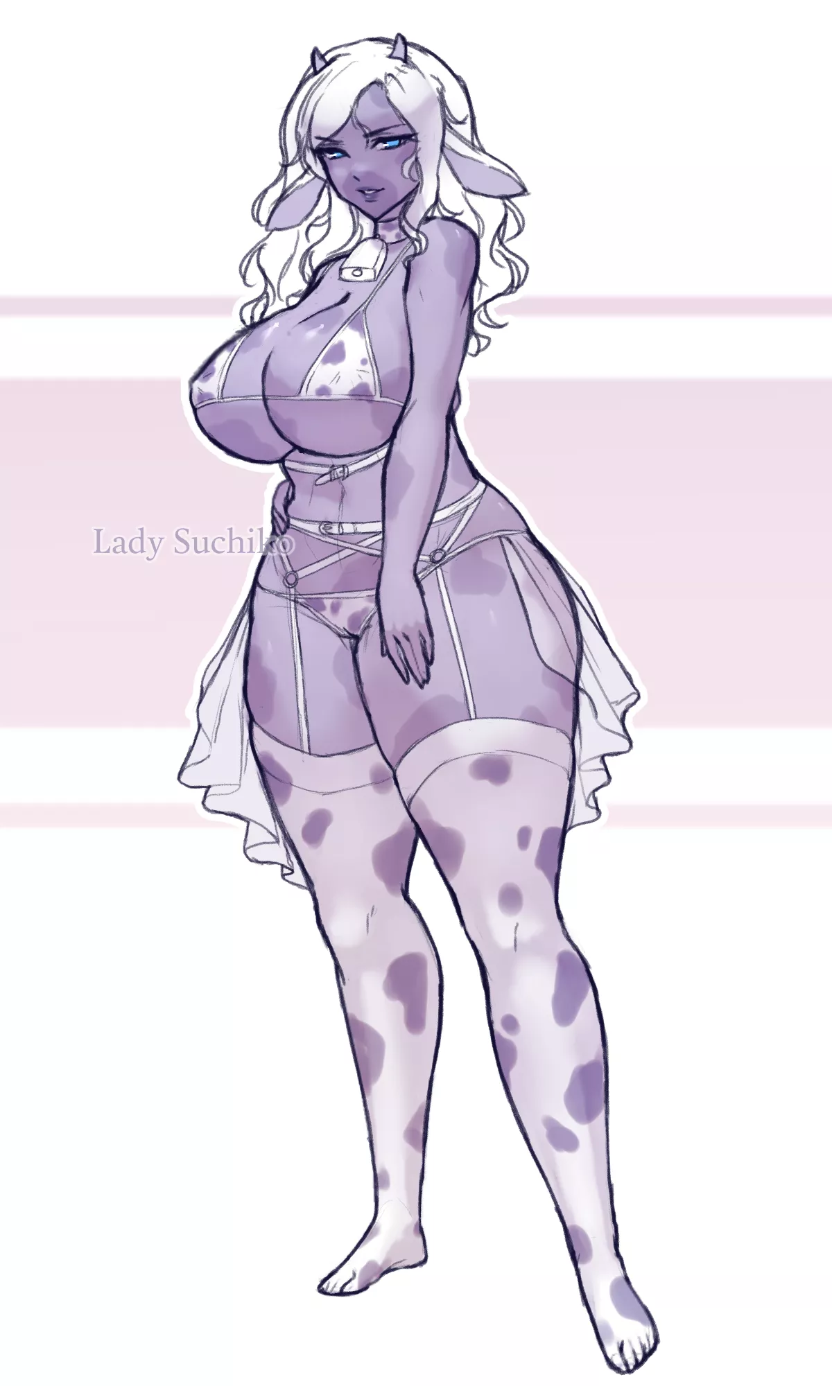 A cow in cow print lingerie