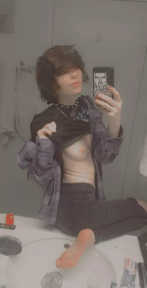 A little titty from a cute short haired goth girl