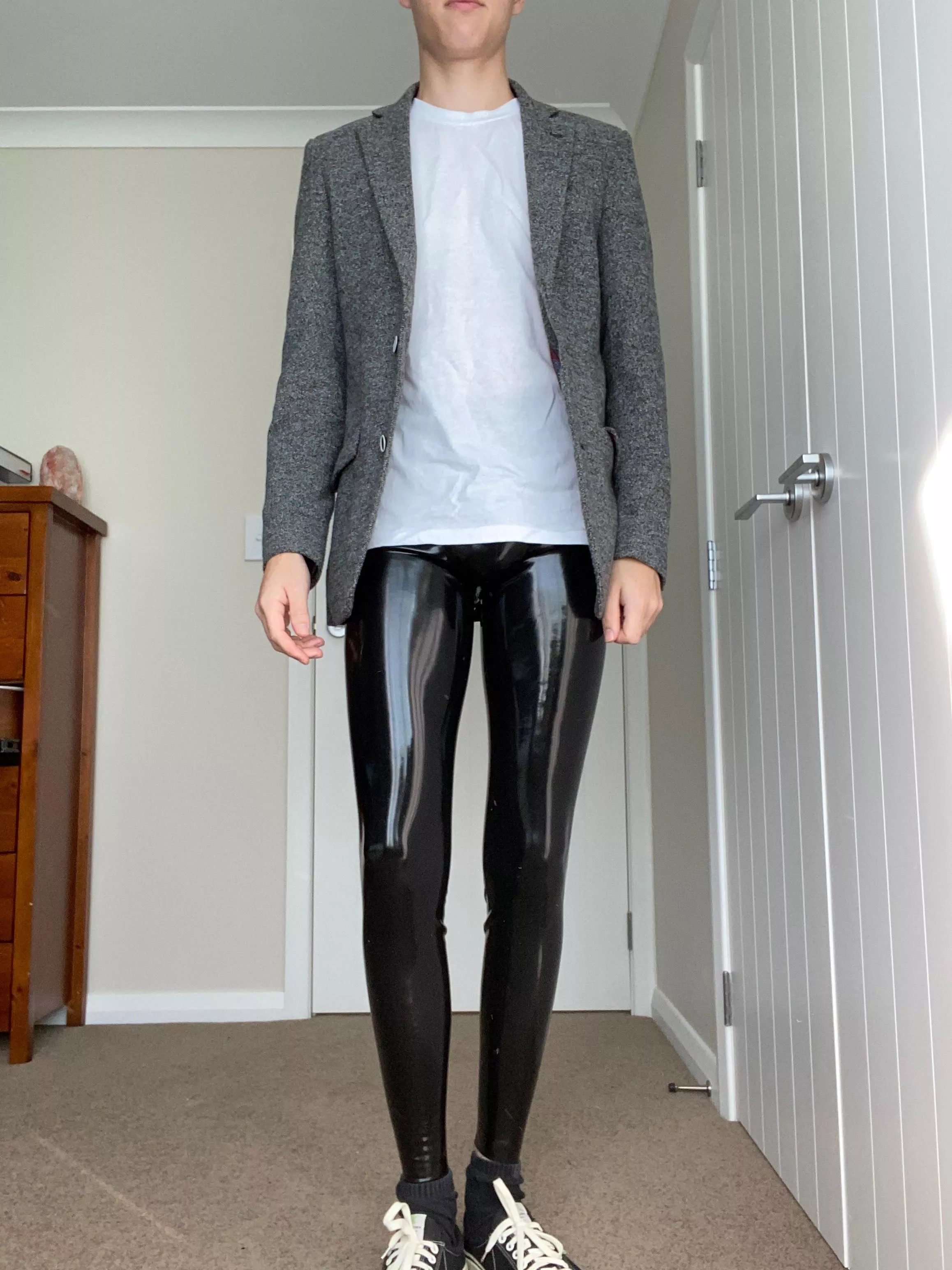 A nice contrasting incorporation of latex into an outfit A nice contrasting incorporation of latex into an outfit