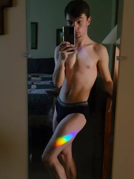 A rainbow was shining through the window this morning π