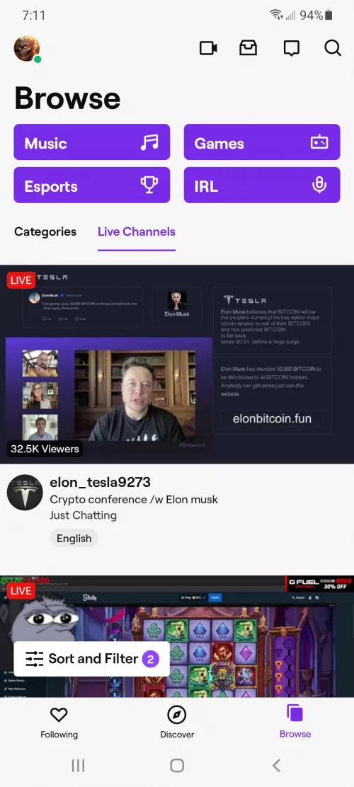 A scam is the top stream.