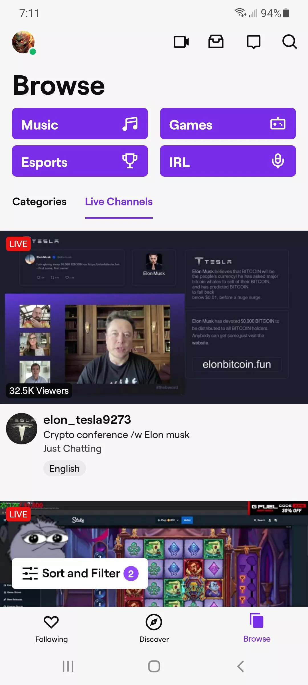 A scam is the top stream.