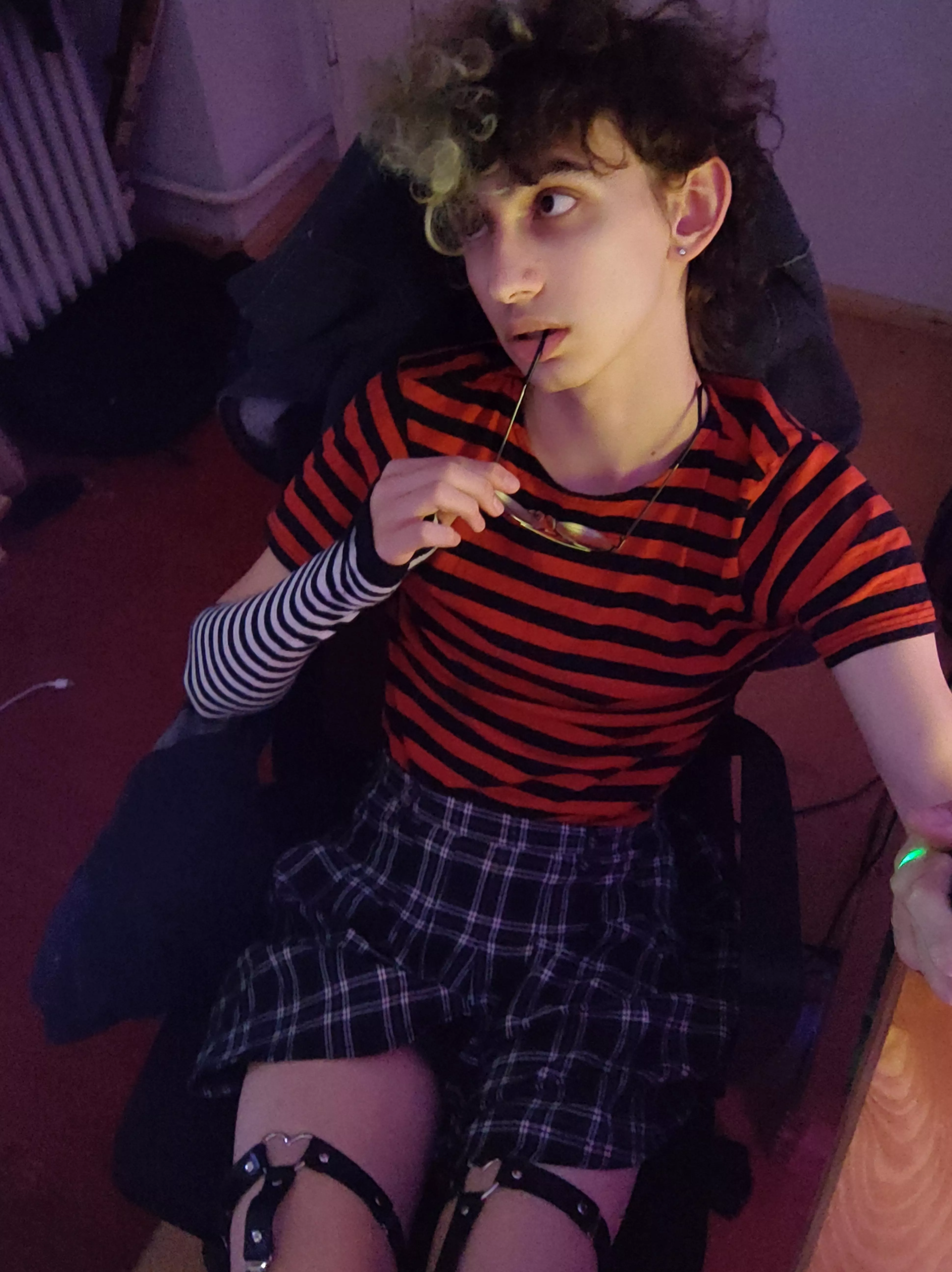 A stripey femboy look today. Hope you like it!