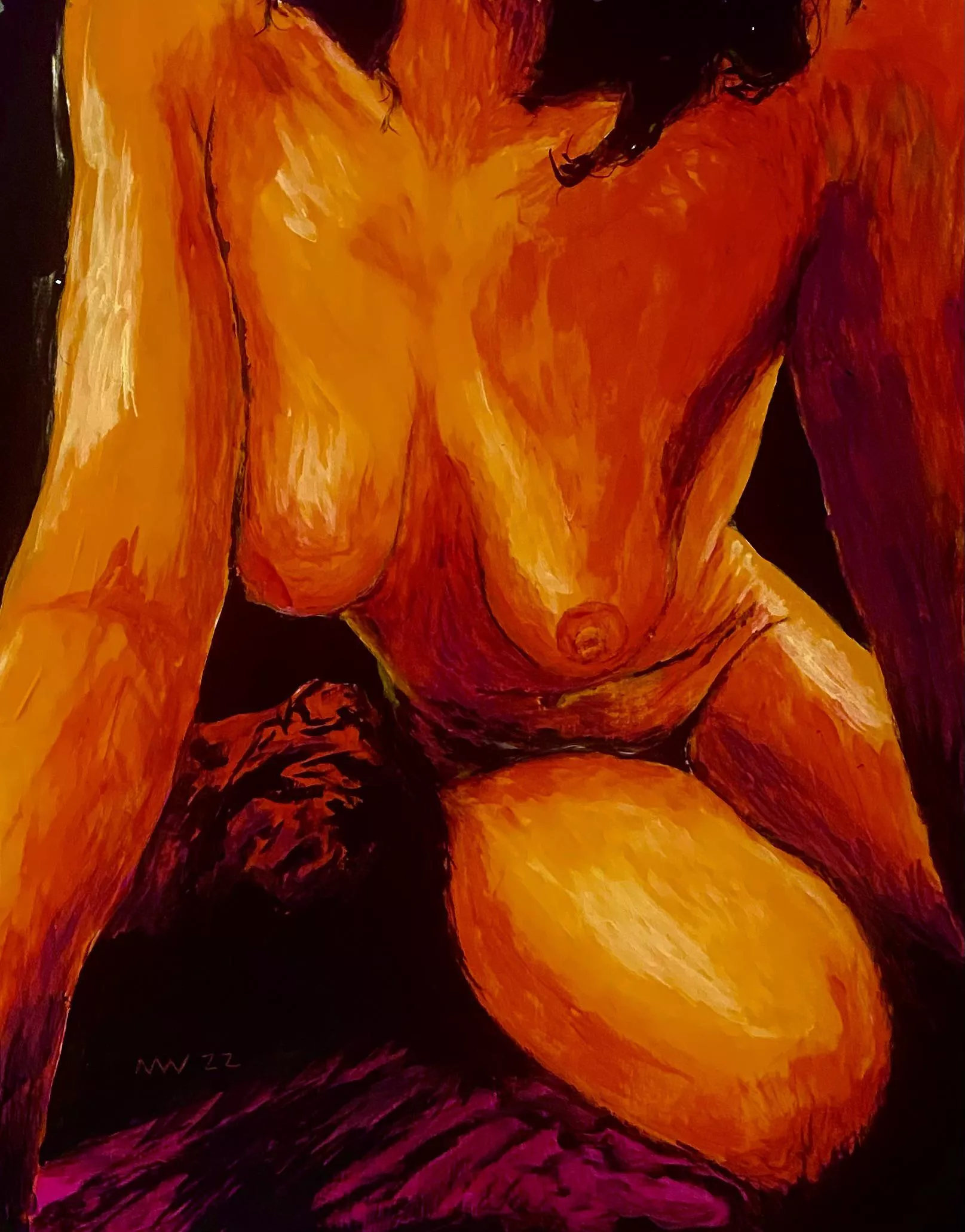 “A Woman is a Fast-Moving Picnic”, acrylic on panel.