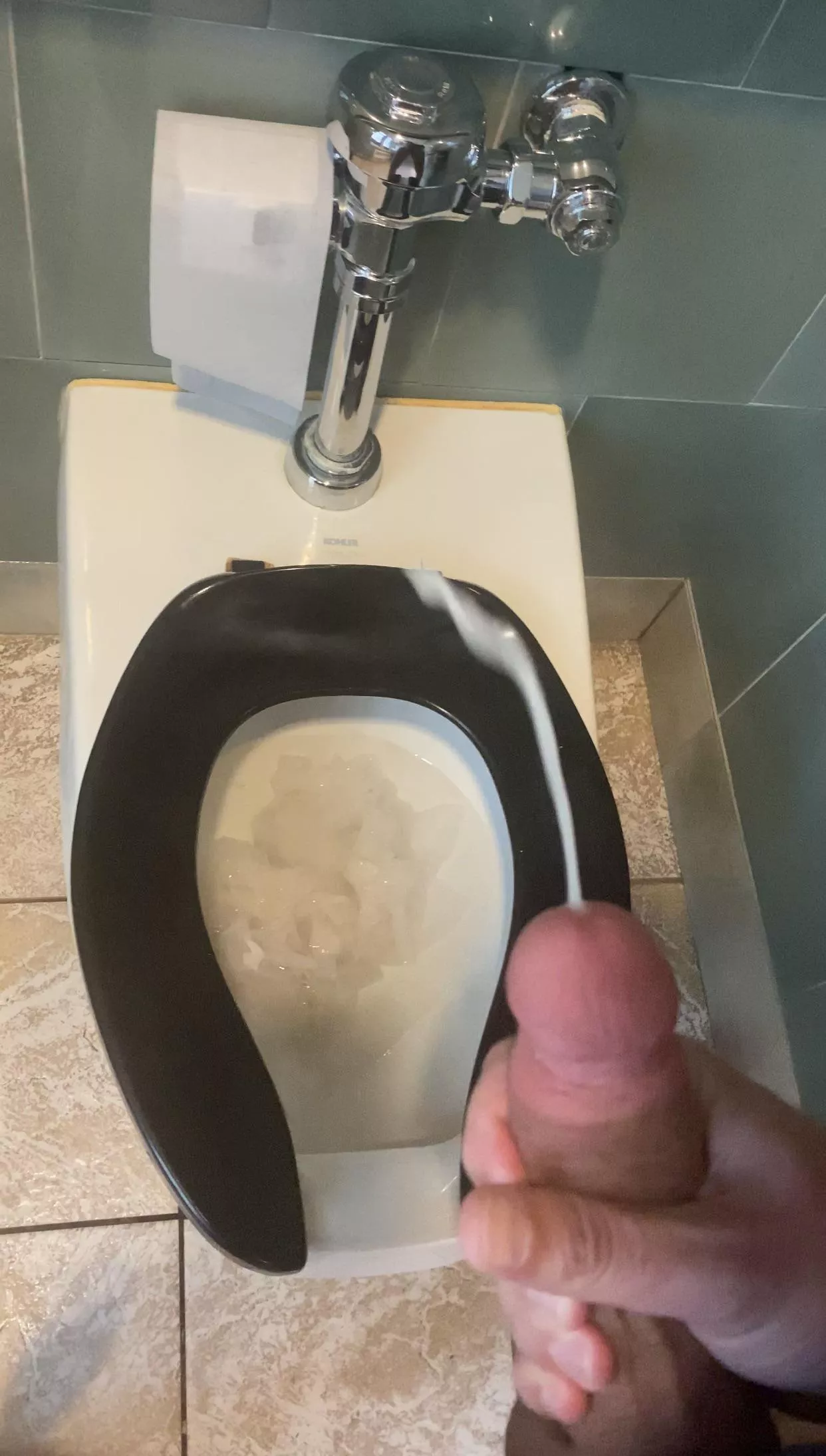 After getting fucked 3 times in this bathroom stall on Purdue campus, I shot a fat load on top of all their cum and left. 💦🚽