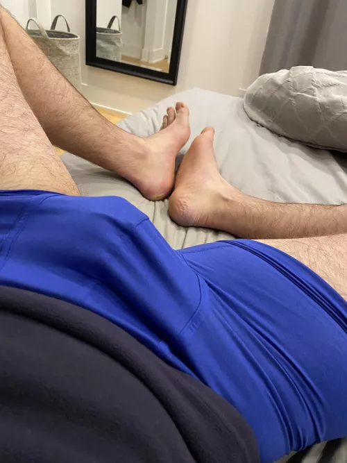 After hockey practice, nothing better than laying in bed with sweaty sexy feet!