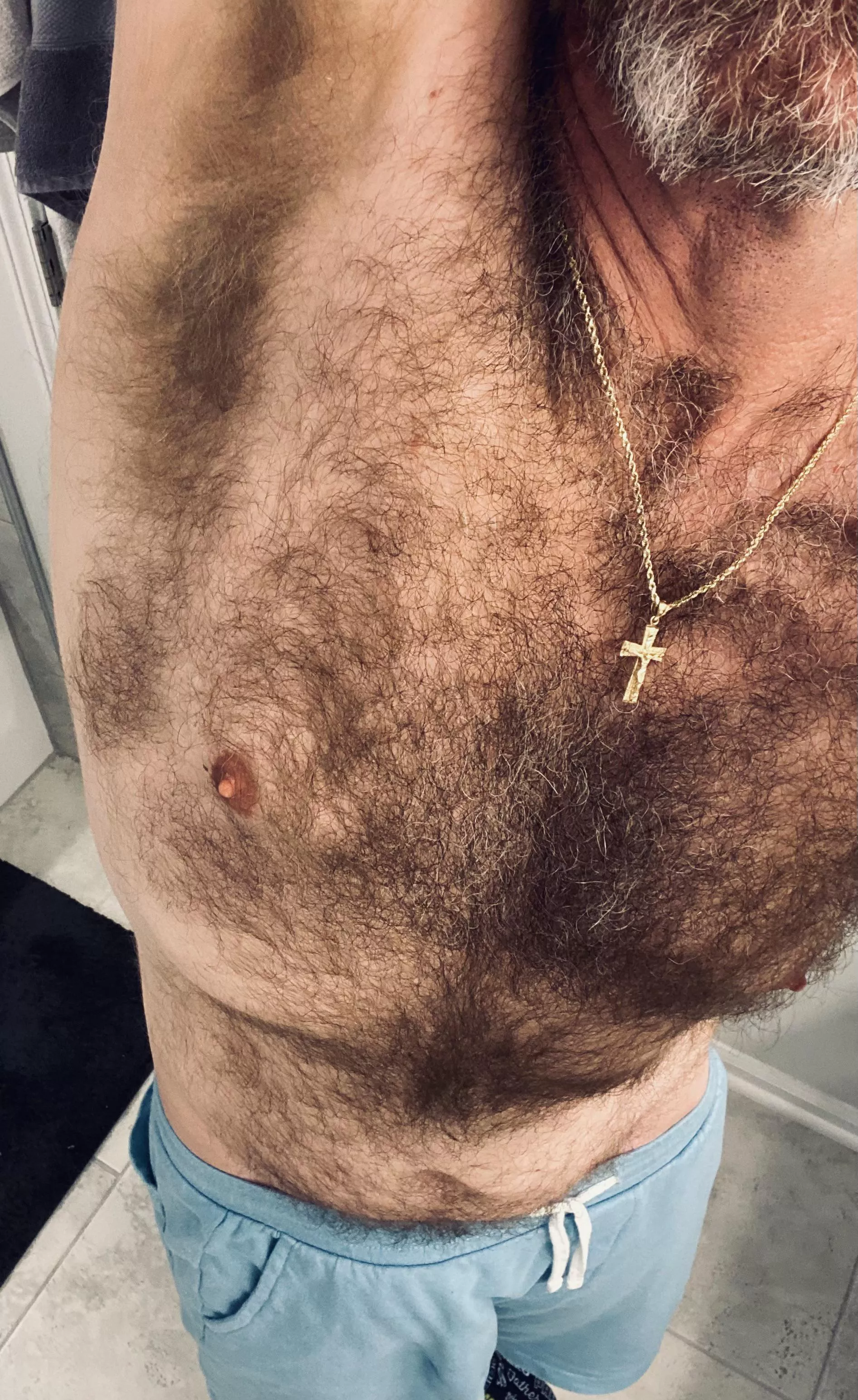 After the workout. Before the shower.