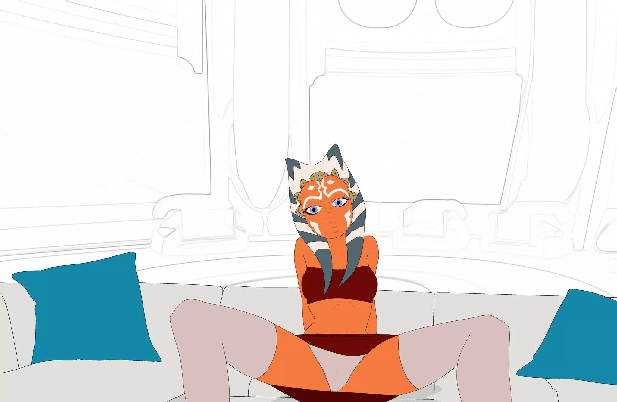 Ahsoka waiting for her interview with the Jedi council. [AlexSkullUterna]