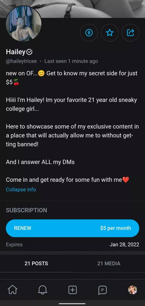 ALERT!! Do not subscribe to her OF. She scam people.