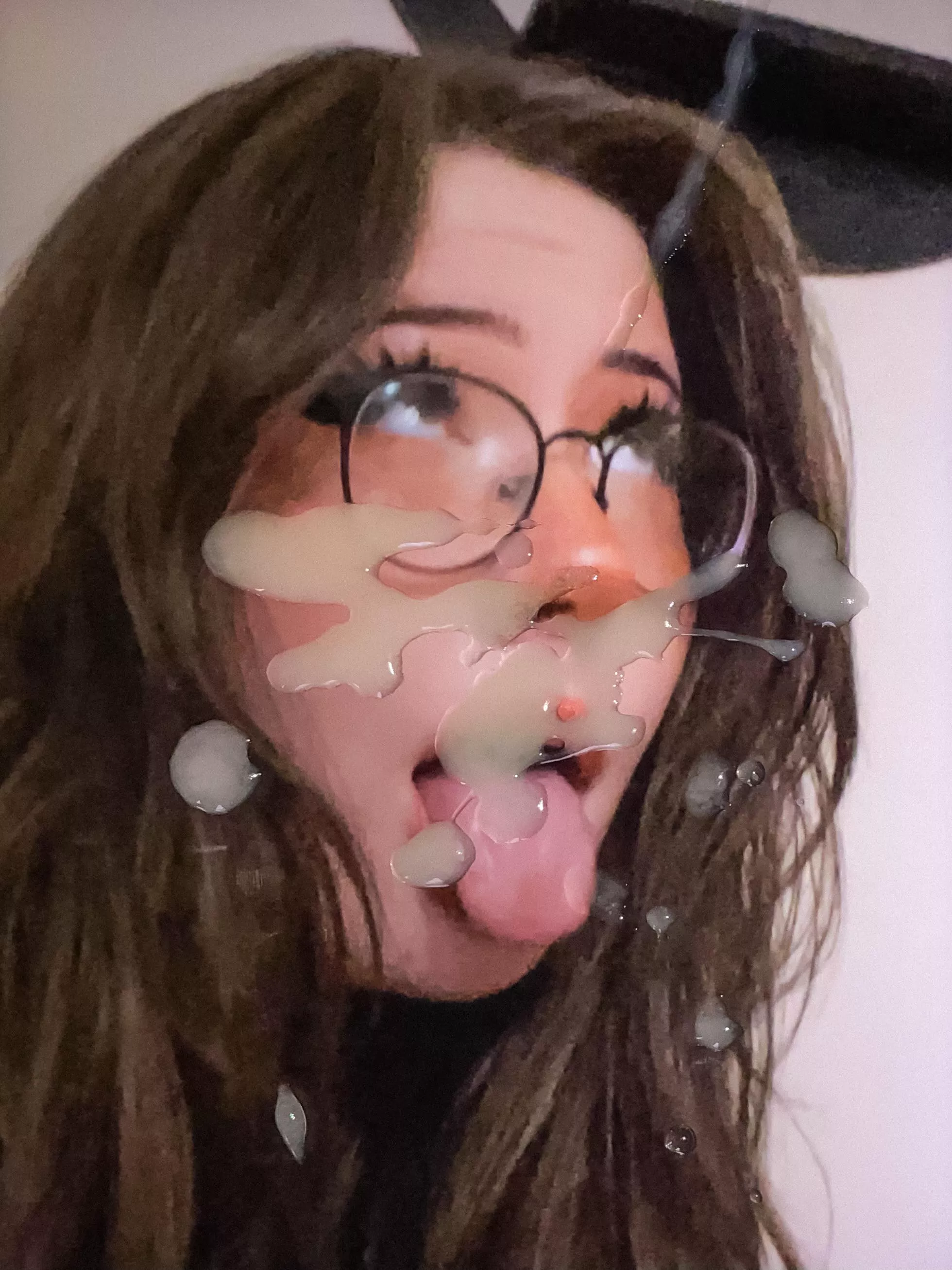 Alicia licking up some warm milk😝