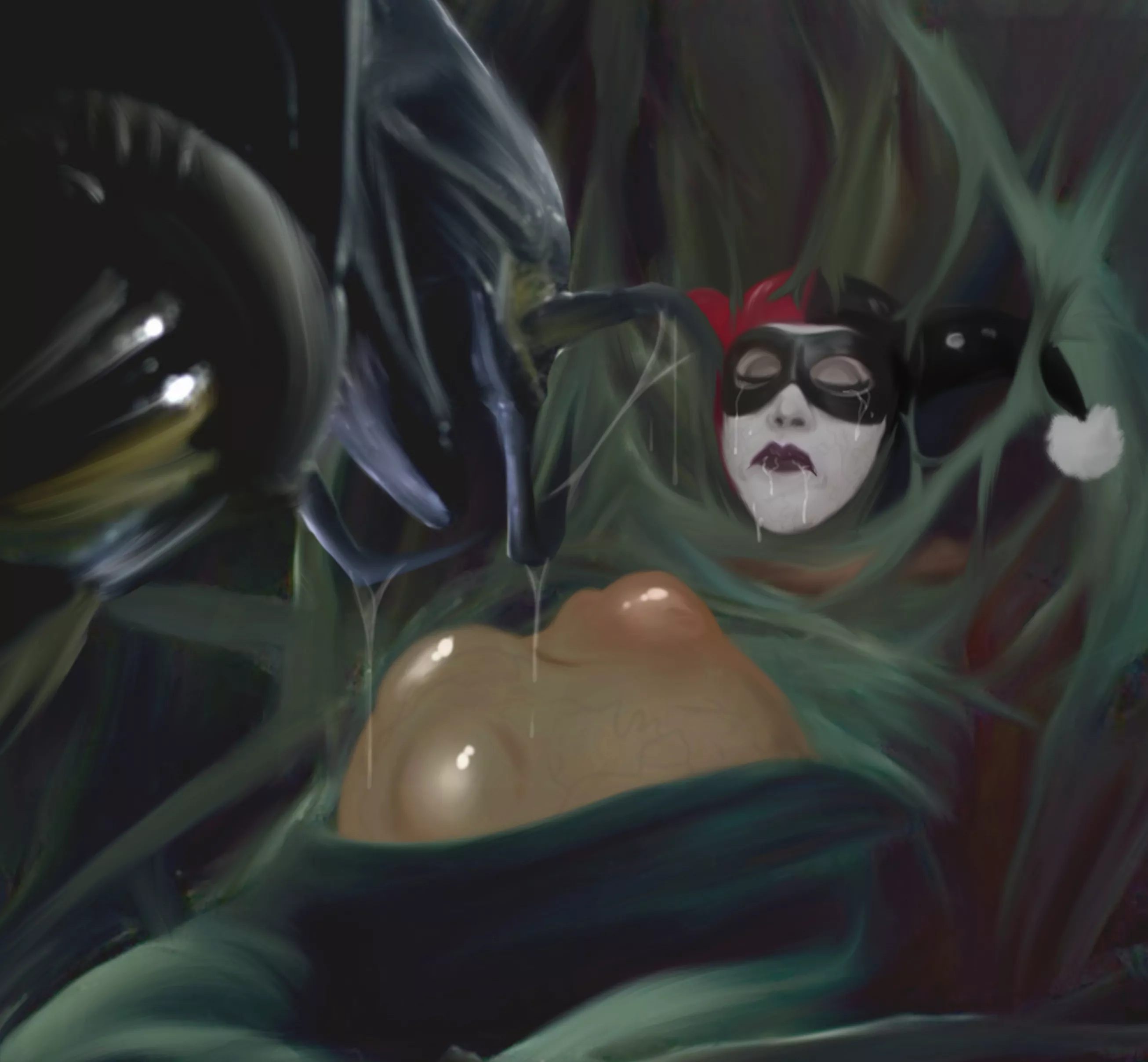 Aliens vs Harley Quinn, obviously Harley Quinn lost ... Art by me @__arcanemortem__