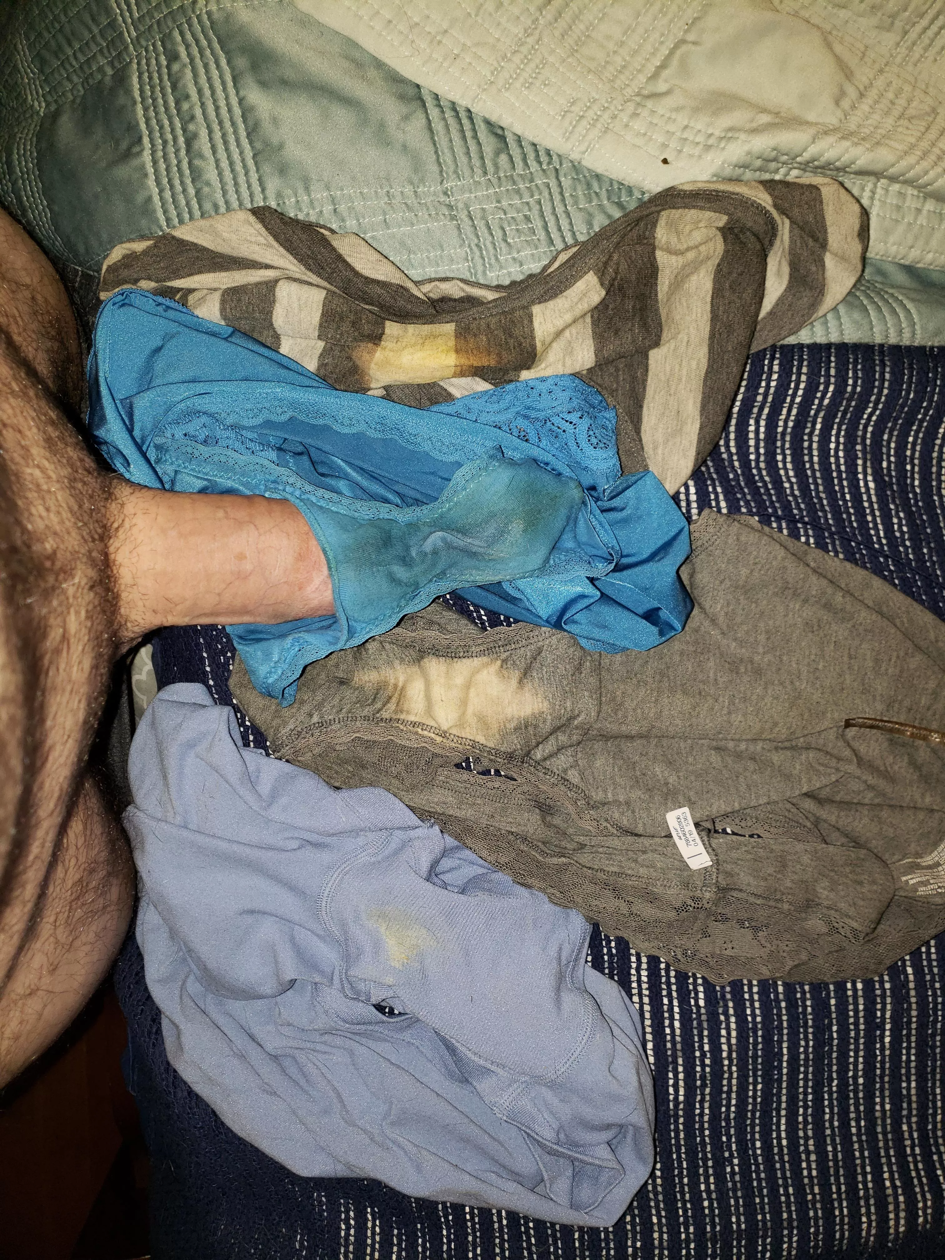 Always love when laundry day is delayed - wife's dirty, cummy panties for me to play with Always love when laundry day is delayed - wife's dirty, cummy panties for me to play with