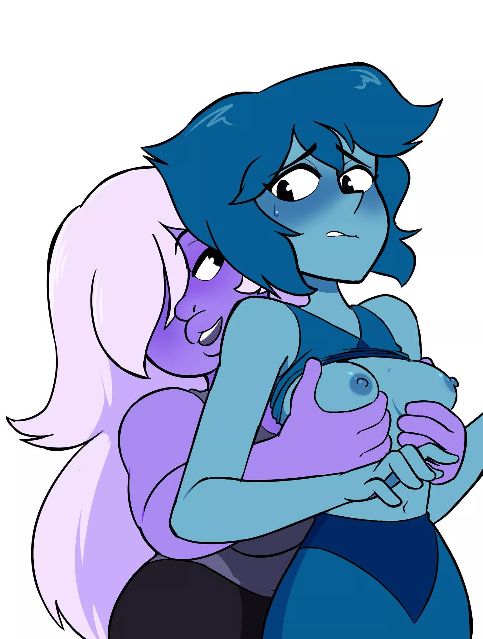 Amethyst gropes Lapis (Art by DigitalKaijuart) Amethyst gropes Lapis (Art by DigitalKaijuart)