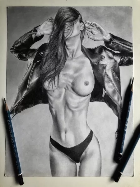 An exciting request I got to do of u/uannsavich! It was awesome to work with all the textures in the leather and really like how it ended up. 9β x 12β graphite on Bristol board