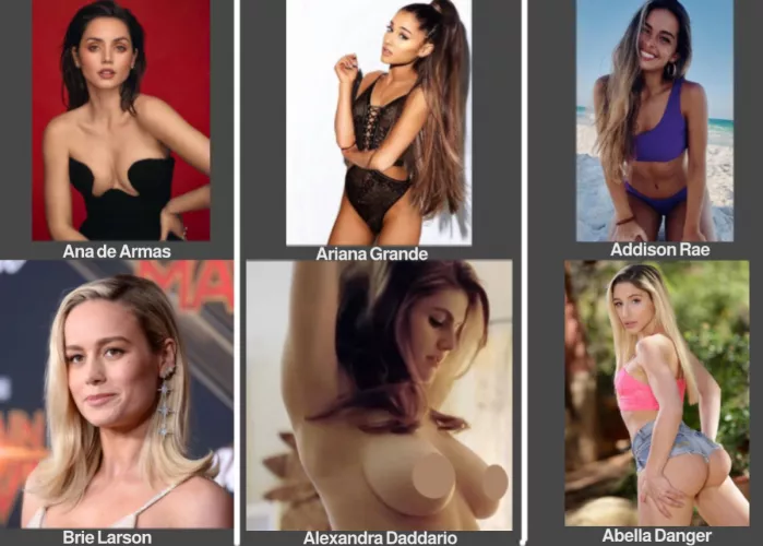 Ana de Armas vs. Ariana Grande vs. Addison Rae vs. Brie Larson vs. Alexandra Daddario vs. Abella Danger