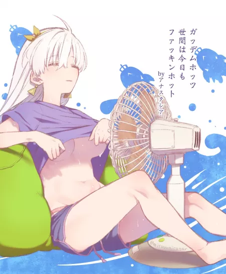 Anastasia cooling herself