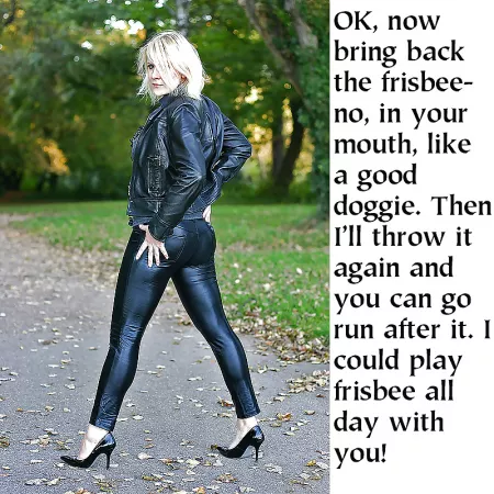 And if you get too hot, she has a nice metal water bowl.