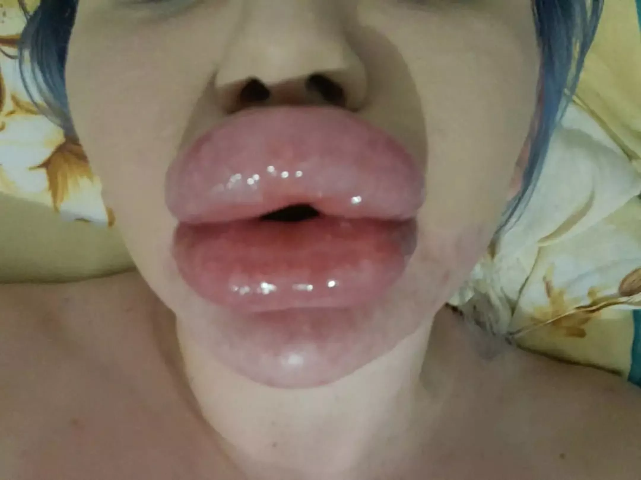 Andrea's massive lips up close