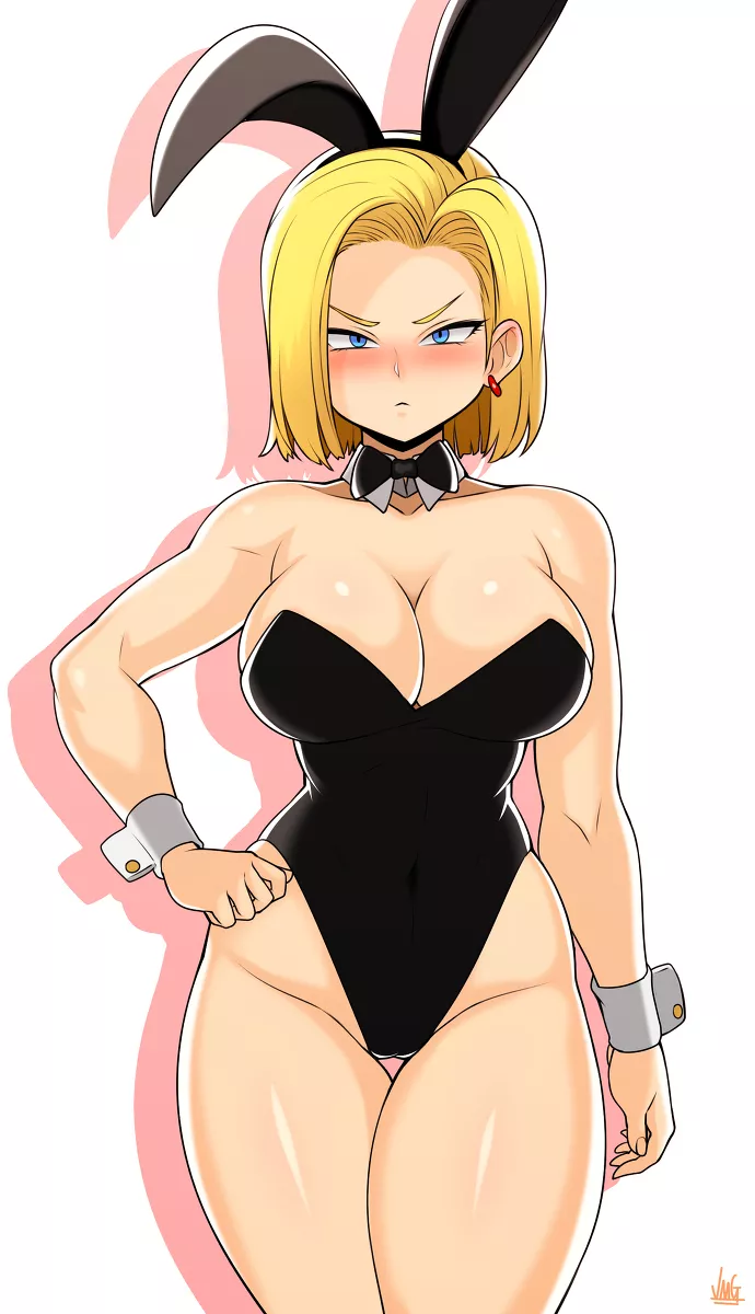 Android 18 embarrassed by her outfit (JMG)