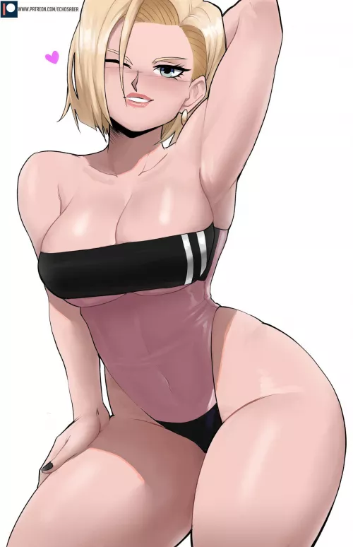 Android 18 in a swimsuit (Echosaber)