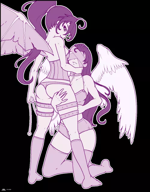 Angel and succubus playing