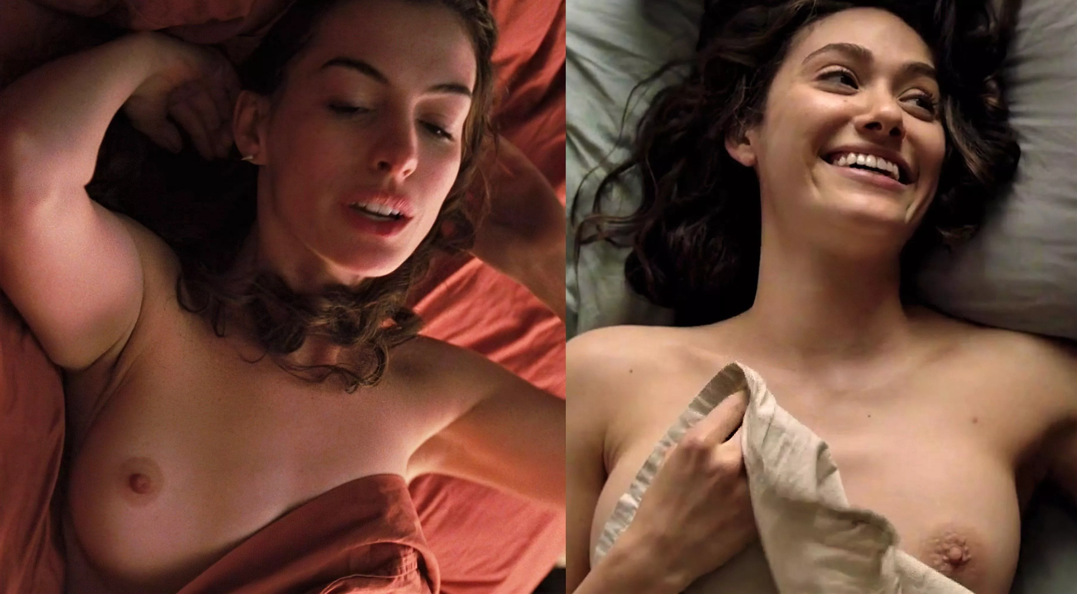 Anne Hathaway and Emmy Rossum (side by side)