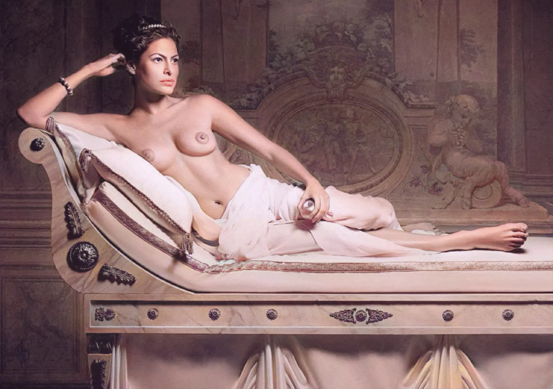 Another of Eva Mendes posing topless in color