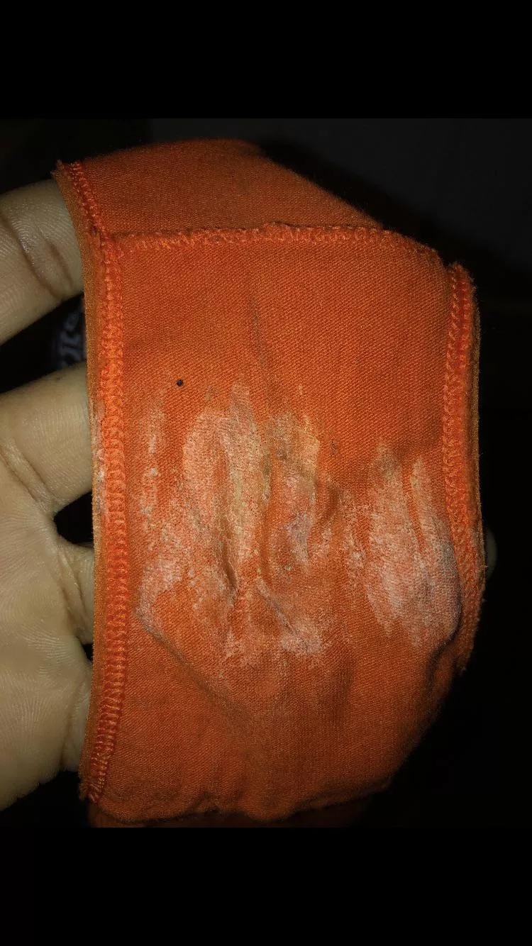 Another one of my sisters panties not as fresh as the last pair but she still made a pretty mess