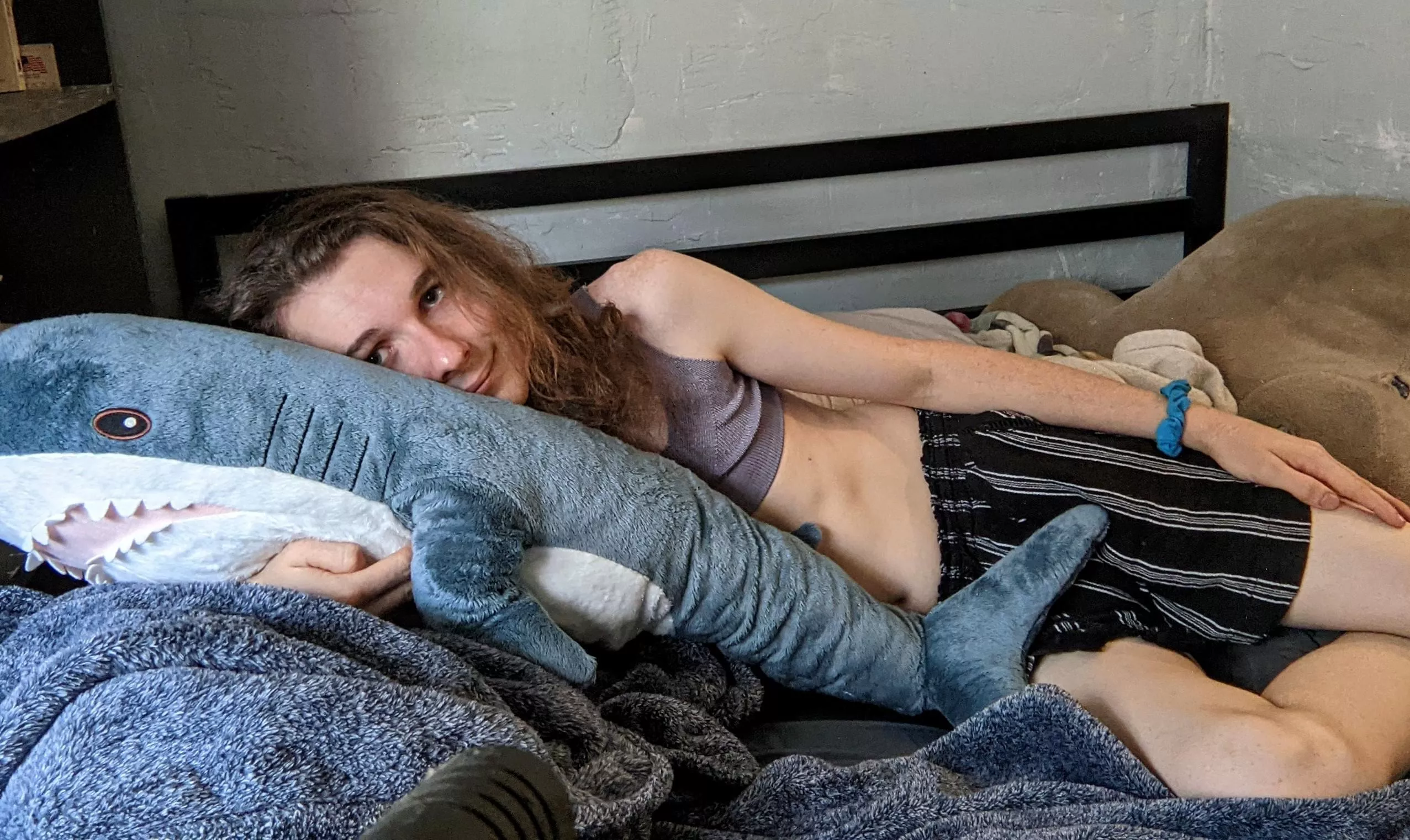 anybody wanna join me and ikea shark for some cuddles? 🦈🌷