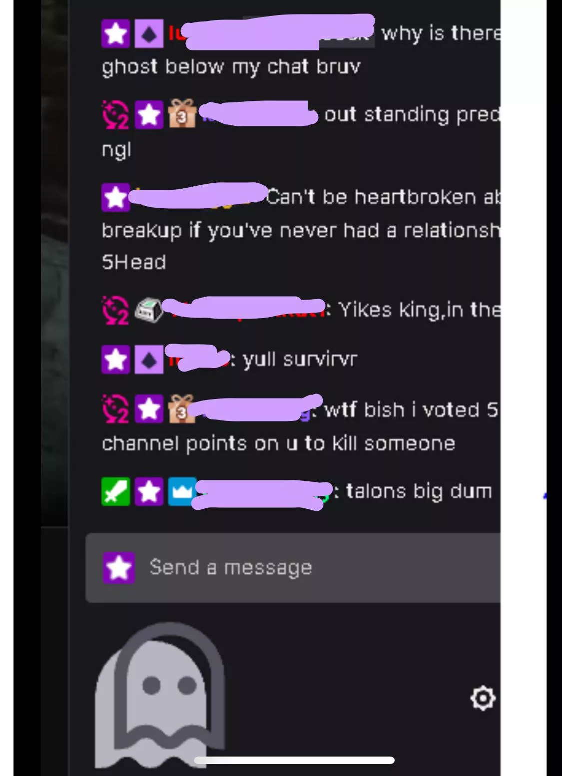 Anyone know why this ghost is below the chat bar? Will this effect the streamer in any way or is it some kind of error?