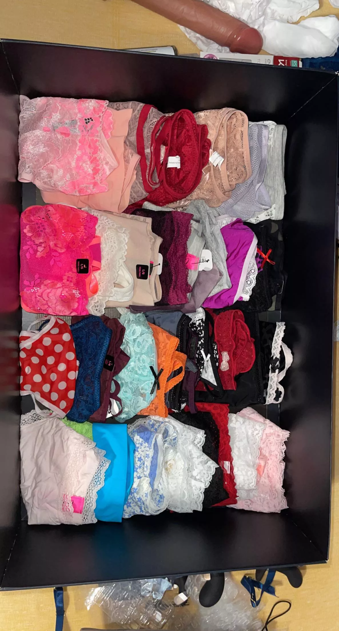 Anyone like my panty collection? Let me know which ones i should wear today! Anyone like my panty collection? Let me know which ones i should wear today!