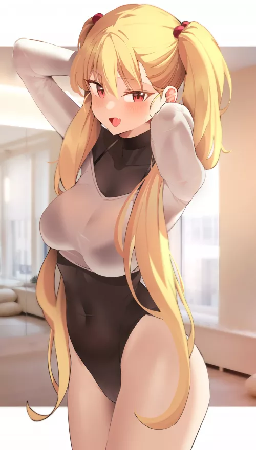 Arms Up Turtleneck Highleg Leotard Blonde With Red Eyes (K Pring ) [Original]