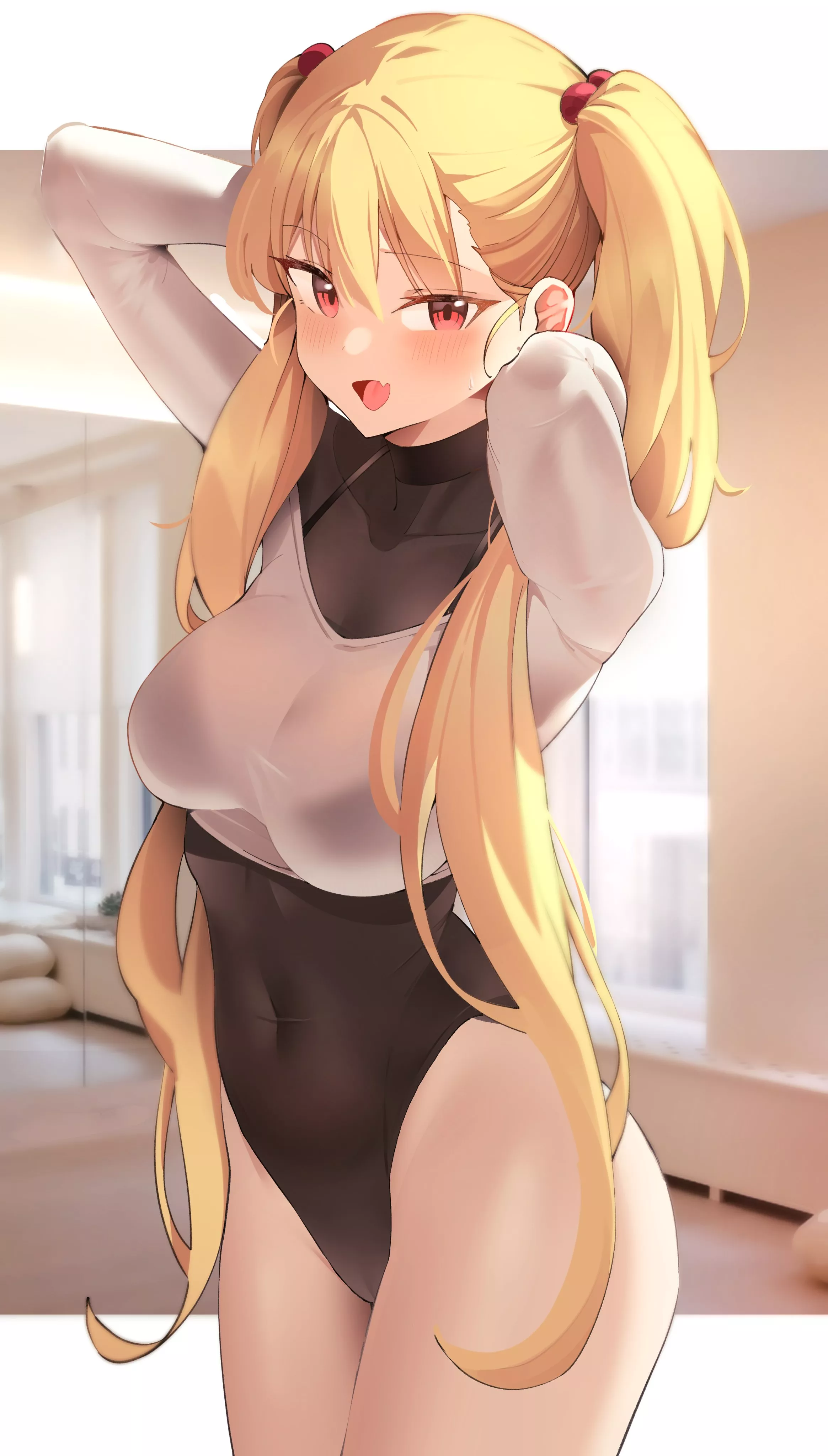 Arms Up Turtleneck Highleg Leotard Blonde With Red Eyes (K Pring ) [Original]