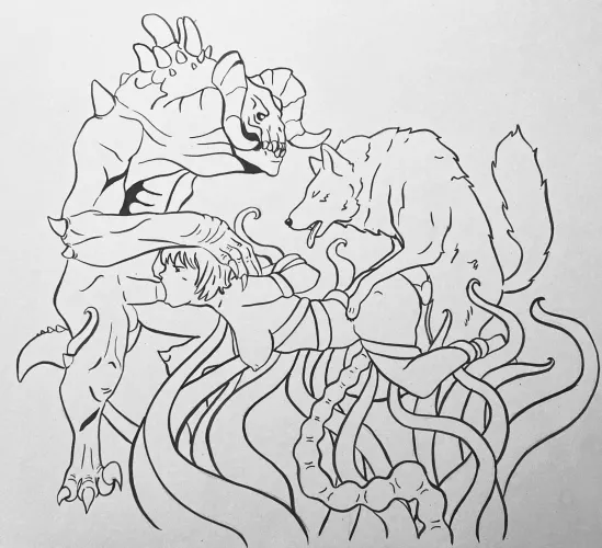 (Art by smallpot8toes), edit request of this Natsuki request, that is for it to be coloured please!