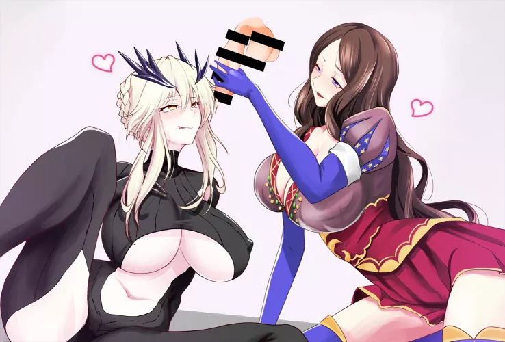 Artoria and Da Vinci at the gloryhole