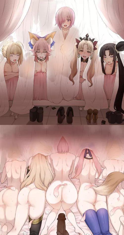 Artoria Pendragon, Mashu Kyrielite, Tamamo no Mae, Ereshkigal and Ushiwakamaru (TerasuMC) [Fate]