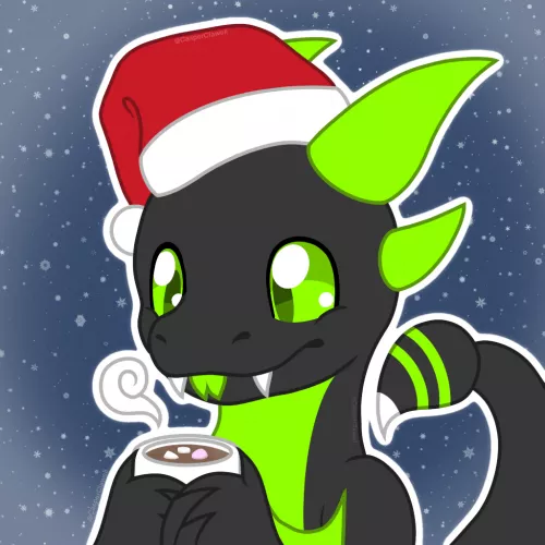 Asp enjoying a hot chocolate - art by @CasperClawell