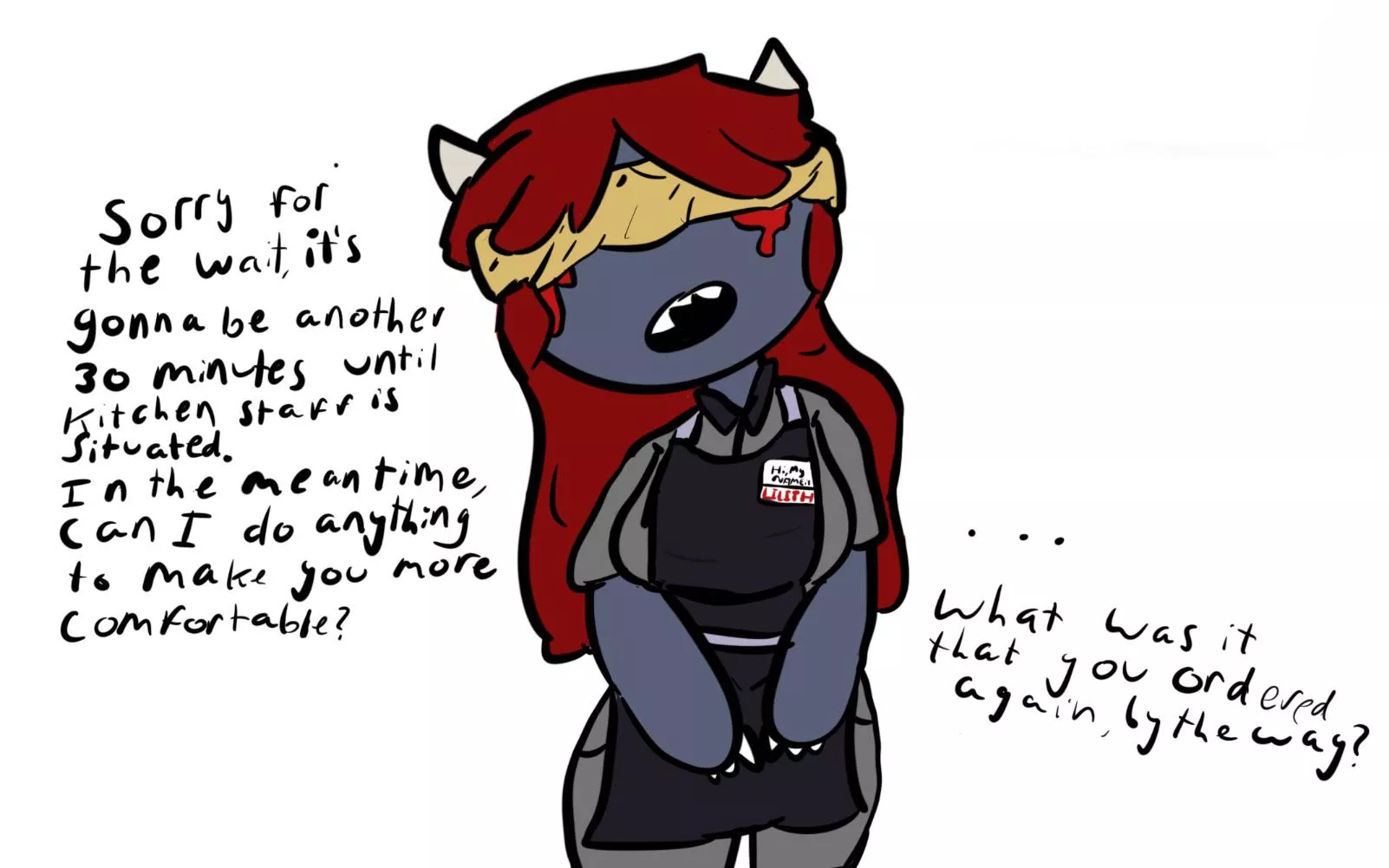 At least she’s trying to make up for the horrible service At least she’s trying to make up for the horrible service