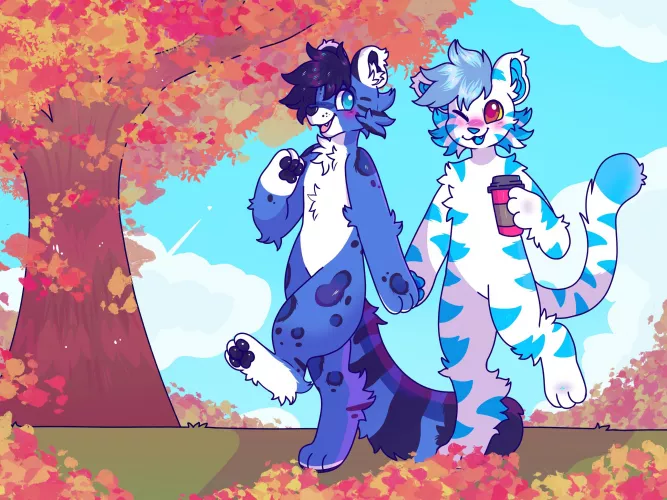 autumn~ 🍁🍂🍃<art by me @spookyfoxinc on twitter, commissioned by roman the tiger>