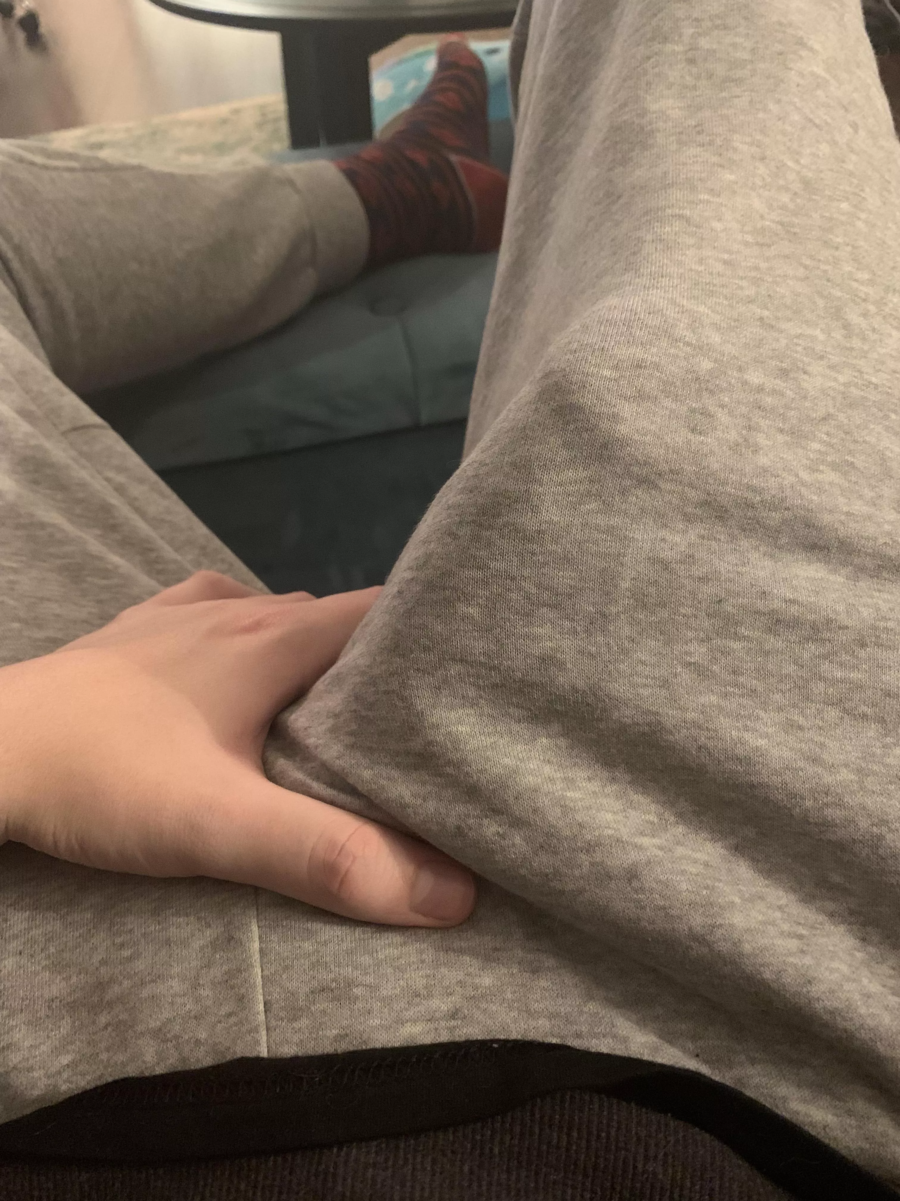 Back at it again with the grey sweatpants Back at it again with the grey sweatpants