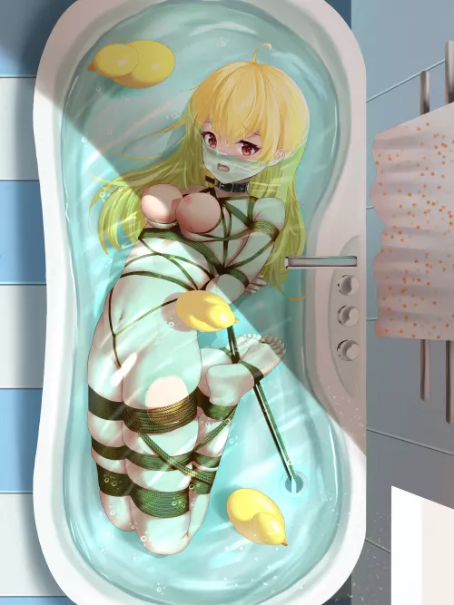 Bathtub hogtie breathplay